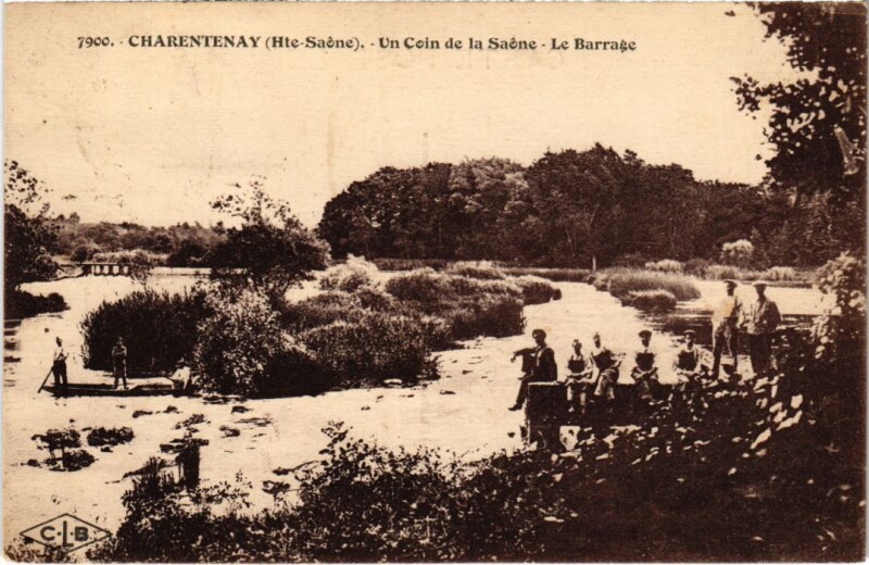 Carte postale ancienne Charentenay Un coin de la Saone Le Barrage