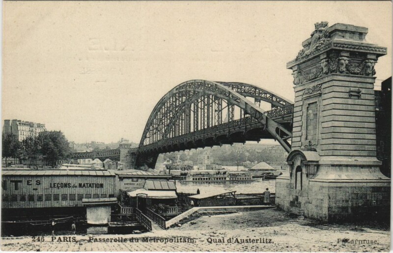 Carte postale ancienne Paris 12e Passerelle d'Austerlitz