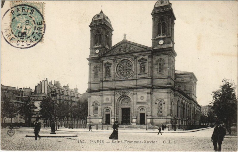 Carte postale ancienne Paris 9e Eglise Saint-Francois-Xavier