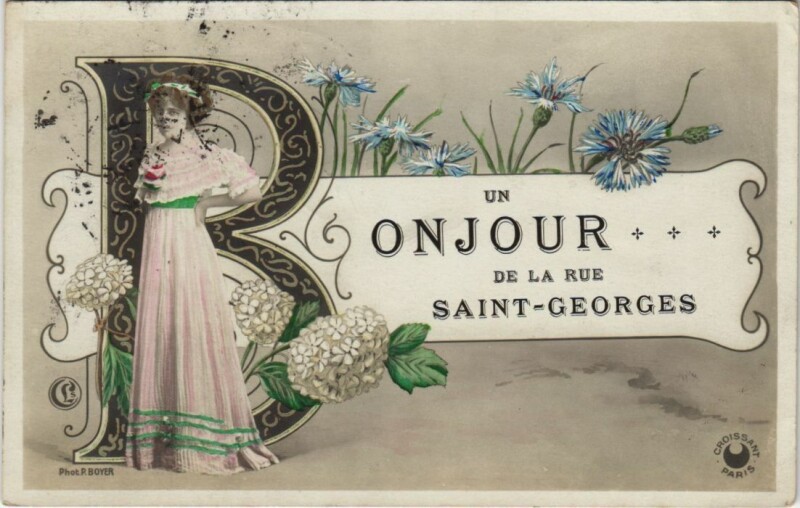 Carte postale ancienne Paris 9e Rue Saint-Georges un Bonjour