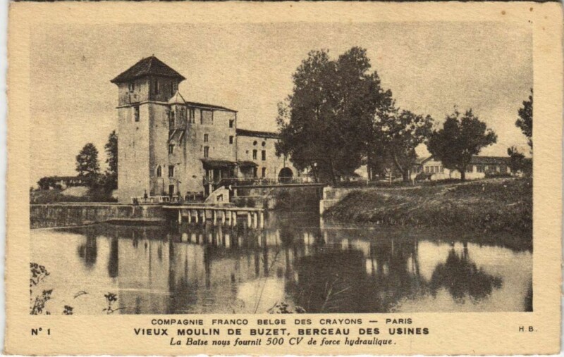 Carte postale ancienne Paris 19e Co. Franco Belge des Crayons Moulin de Buzet à Buzet-sur-Baïse