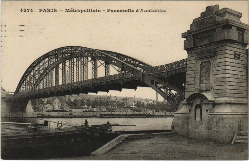 Carte postale ancienne Paris 13e Passerelle d'Austerlitz