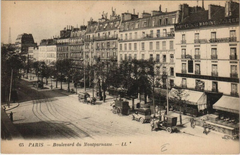 Carte postale ancienne Paris 14e Boulevard du Montparnasse