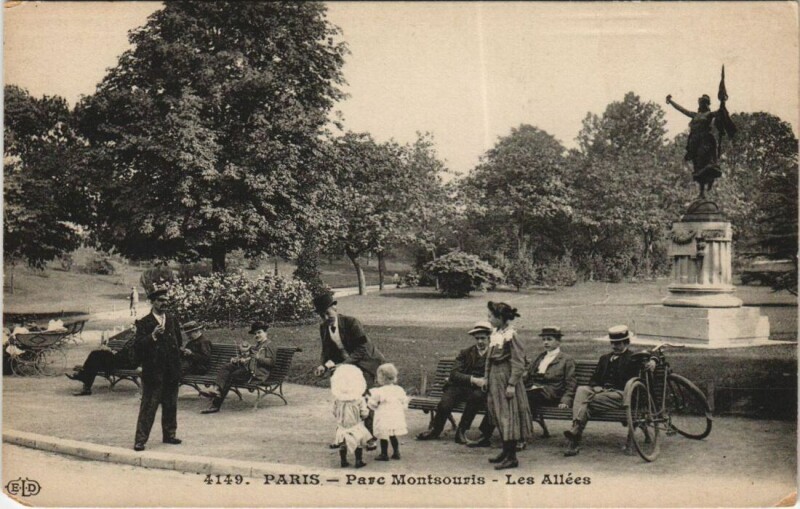 Carte postale ancienne Parc Montsouris - Les Allées à Paris 14e