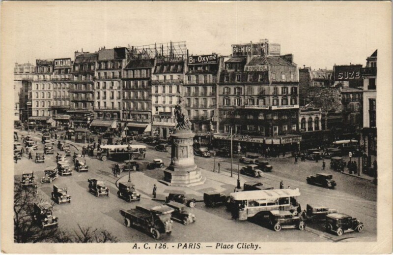 Carte postale ancienne Paris 17e Place Clichy