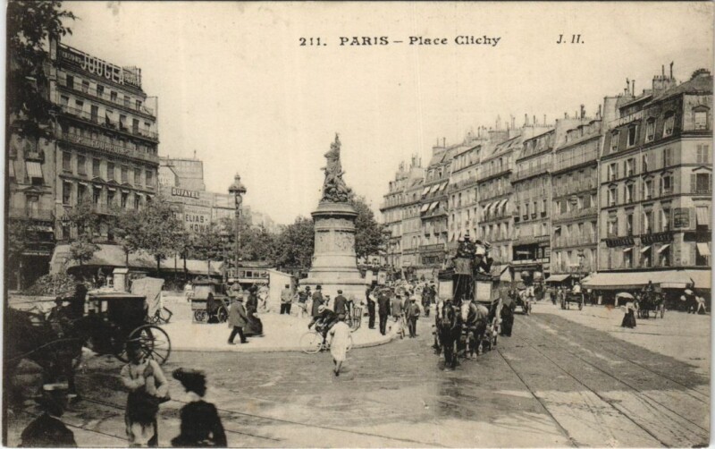 Carte postale ancienne Paris 17e Place Clichy