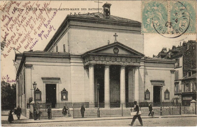 Carte postale ancienne Eglise Sainte-Marie des Batignolles à Paris 17e