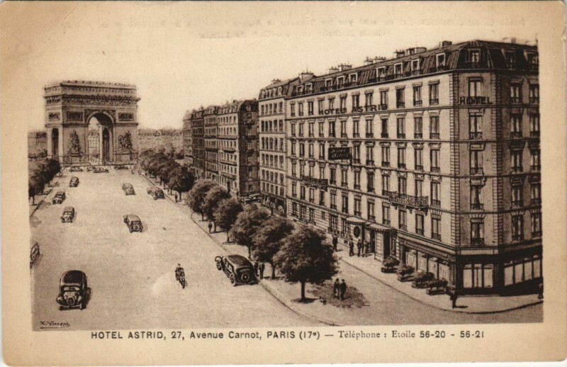 Carte postale ancienne Hôtel Astrid - Avenue Carnot à Paris 17e