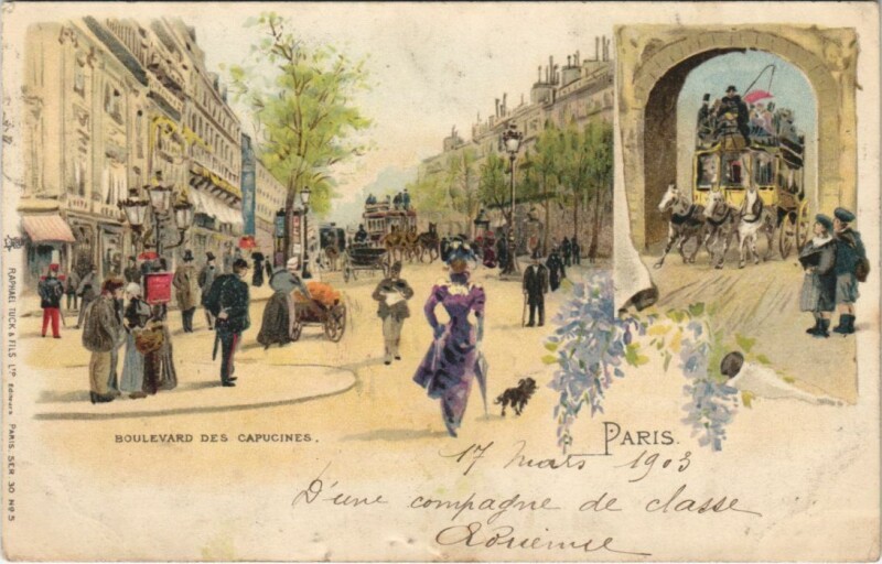 Carte postale ancienne Paris 2e Boulevard des Capucines