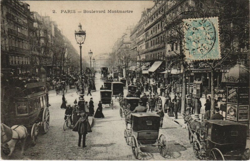 Carte postale ancienne Paris 2e Boulevard Montmartre