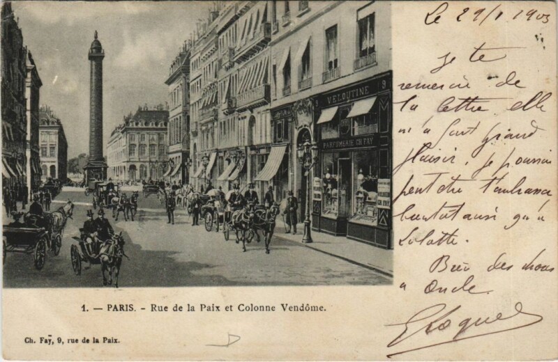 Carte postale ancienne Paris 2e Rue de la Paix