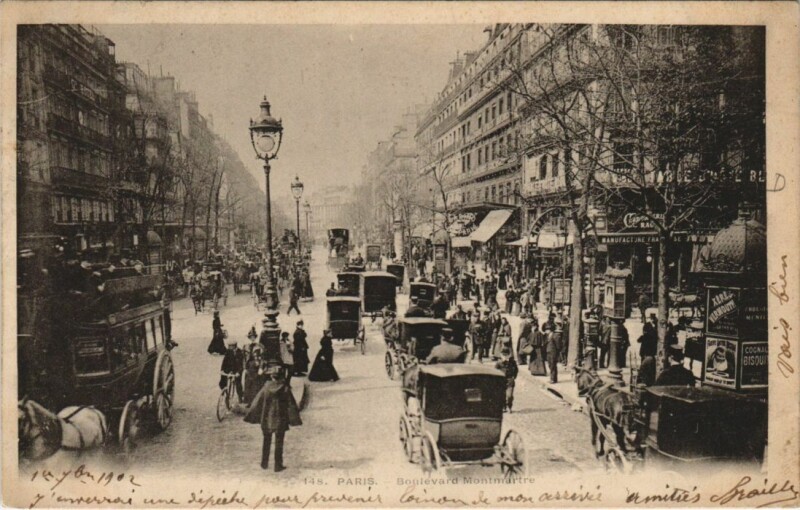 Carte postale ancienne Paris 2e Boulevard Montmartre