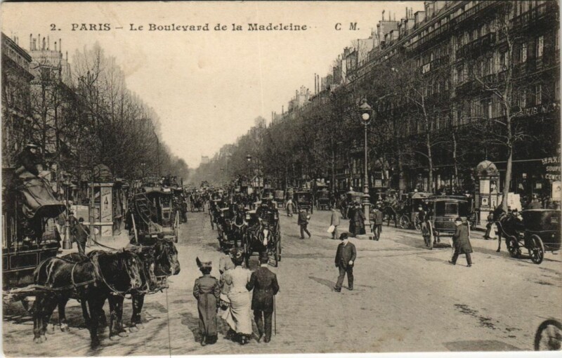 Carte postale ancienne Paris 2e Boulevard de la madeleine