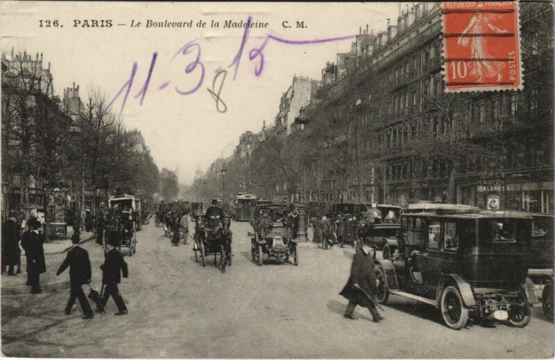 Carte postale ancienne Paris 2e Boulevard de la madeleine