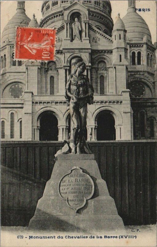 Carte postale ancienne Paris 18e Statue du Chevalier de la Barre