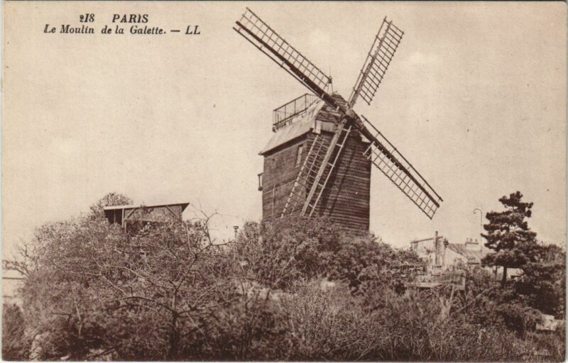 Carte postale ancienne Paris 18e Montmartre Moulin de la Galette