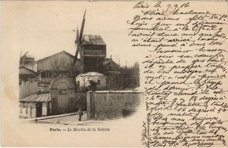 Carte postale ancienne Paris 18e Montmartre Moulin de la Galette