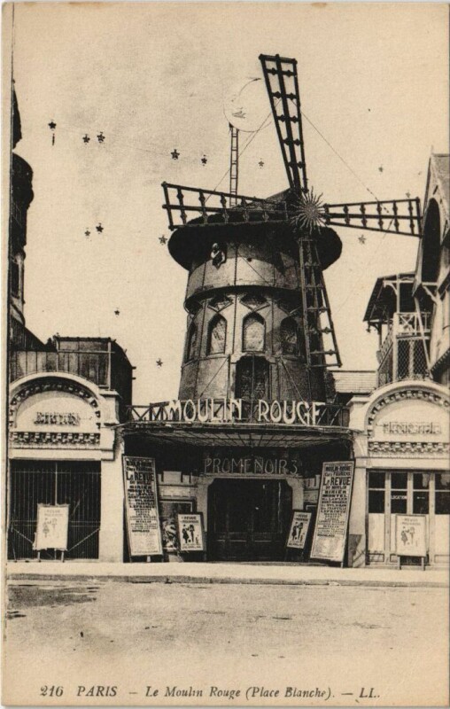 Carte postale ancienne Le Moulin Rouge, Place Blanche à Paris 18e
