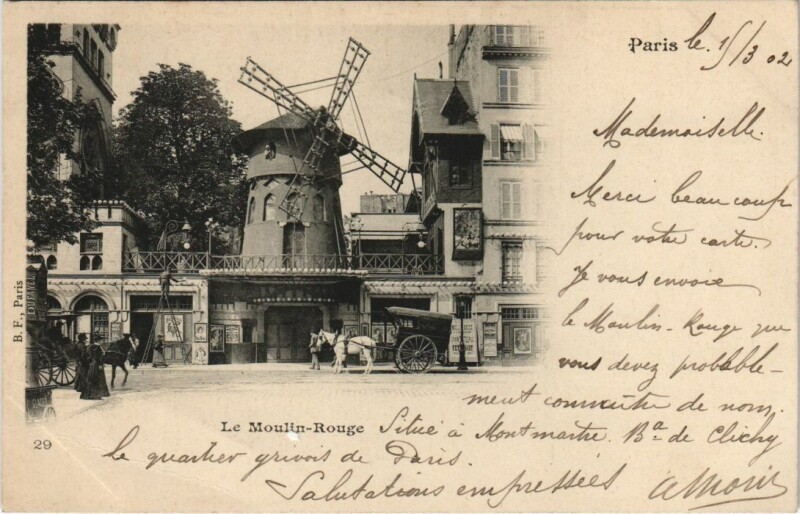 Carte postale ancienne Paris 18e Montmartre Le Moulin Rouge