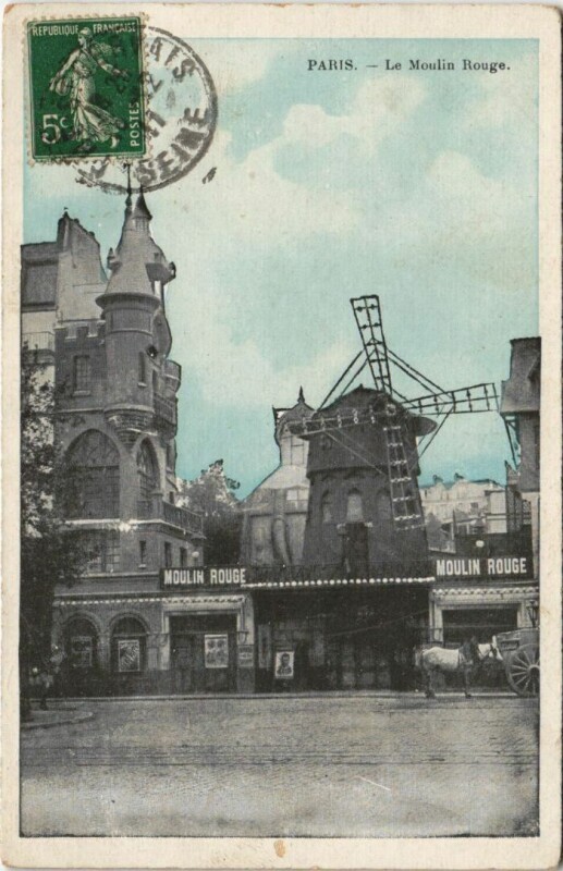 Carte postale ancienne Le Moulin Rouge à Paris 18e