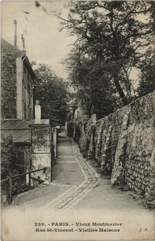 Carte postale ancienne Vieux Montmartre - Rue Saint-Vincent - Vieilles Maisons à Paris 18e