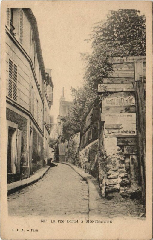 Carte postale ancienne La rue Cortot à Montmartre à Paris 18e