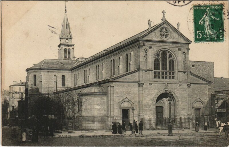 Carte postale ancienne Paris 18e Eglise de Clignancourt