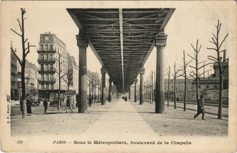Carte postale ancienne Sous le Métropolitain - Boulevard de la Chapelle à Paris 18e