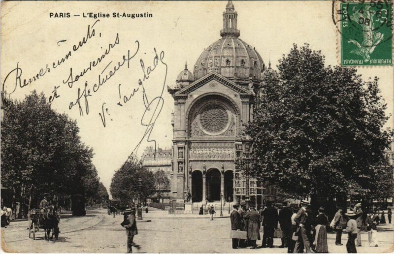 Carte postale ancienne Paris 8e Eglise Saint-Augustine à Saint-Augustin