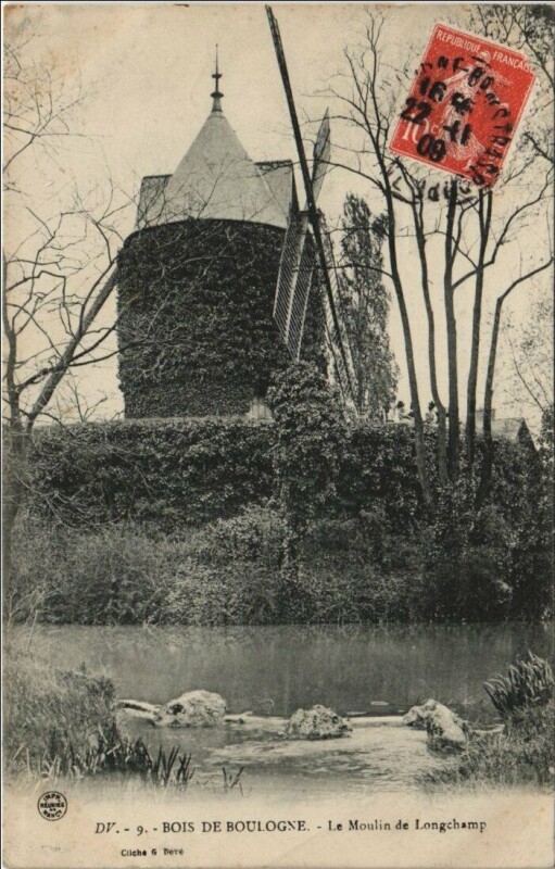 Carte postale ancienne Bois de Boulogne - Le Moulin de Longchamp à Paris 16e