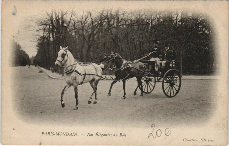 Carte postale ancienne Paris Mondain - Nos Elégantes au Bois à Paris 16e