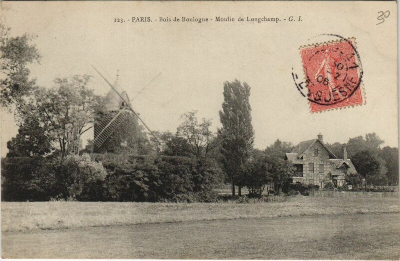 Carte postale ancienne Bois de Boulogne - Moulin de Longchamp à Paris 16e