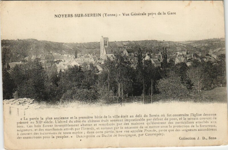 Carte postale ancienne Noyers-sur-Serein Vue Generale prise de la Gare à Noyers
