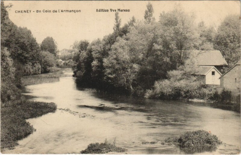 Carte postale ancienne Cheney Un Coin de l'Armancon à Cheney