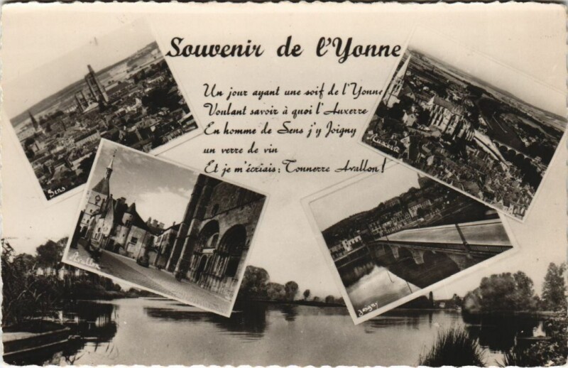 Carte postale ancienne Souvenie de l'Yonne - Town Scenes