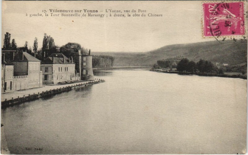 Carte postale ancienne Villeneuve-sur-Yonne L'Yonne - Vue du Pont à Villeneuve-sur-Yonne