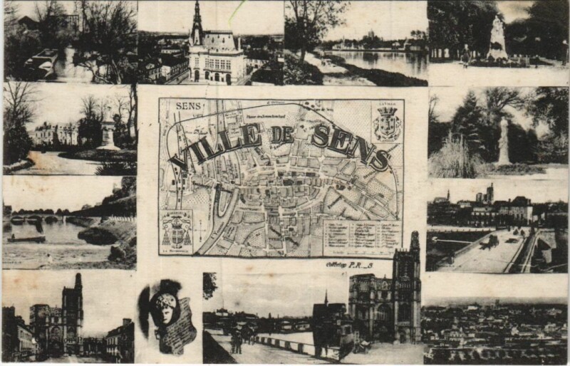 Carte postale ancienne Sens Ville de Sens - Scenes - Map