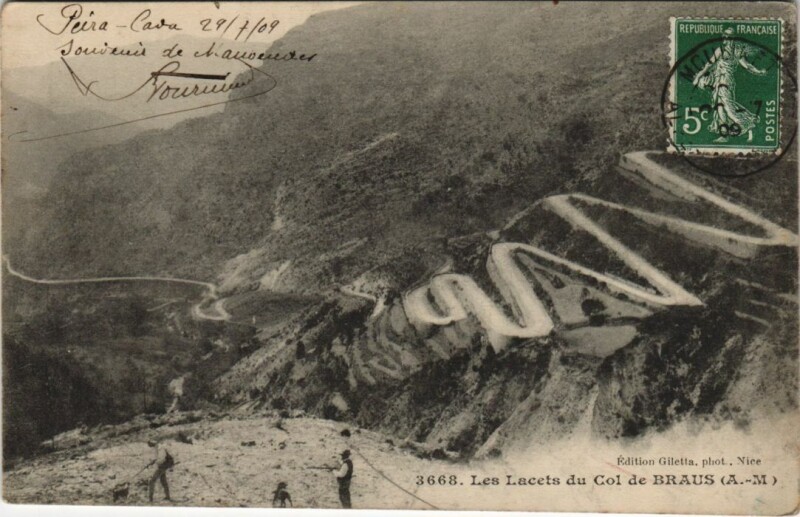 Carte postale ancienne Les Lacets du Col de Braus