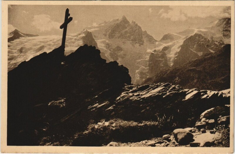 Carte postale ancienne Le Massif de la Meije - Vu du Chemin du Chazelet