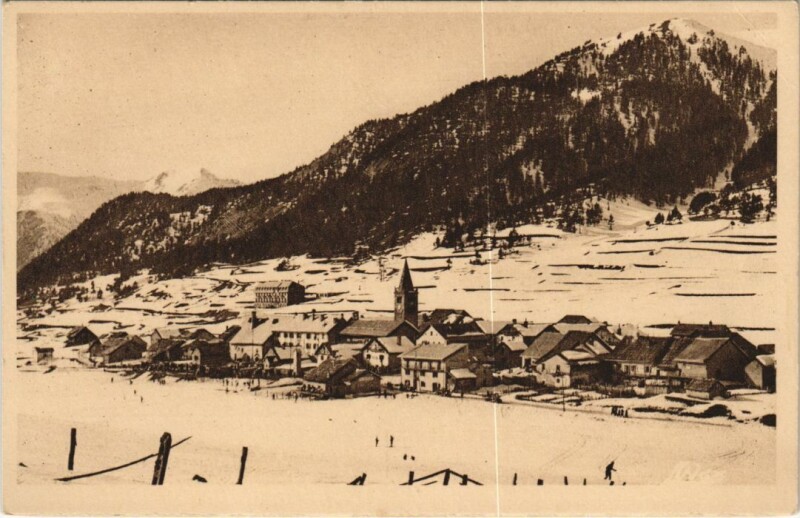 Carte postale ancienne Montgenevre Vue Generale - L'Hiver
