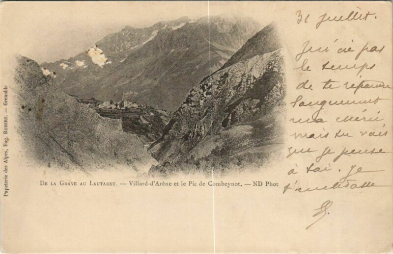 Carte postale ancienne Villar-d'Arene et le Pic de Combeynot