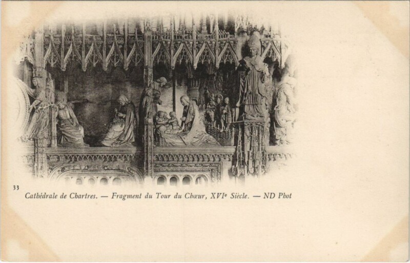 Carte postale ancienne Chartres Cathedrale Fragment du Tour du Choeur France à Chartres