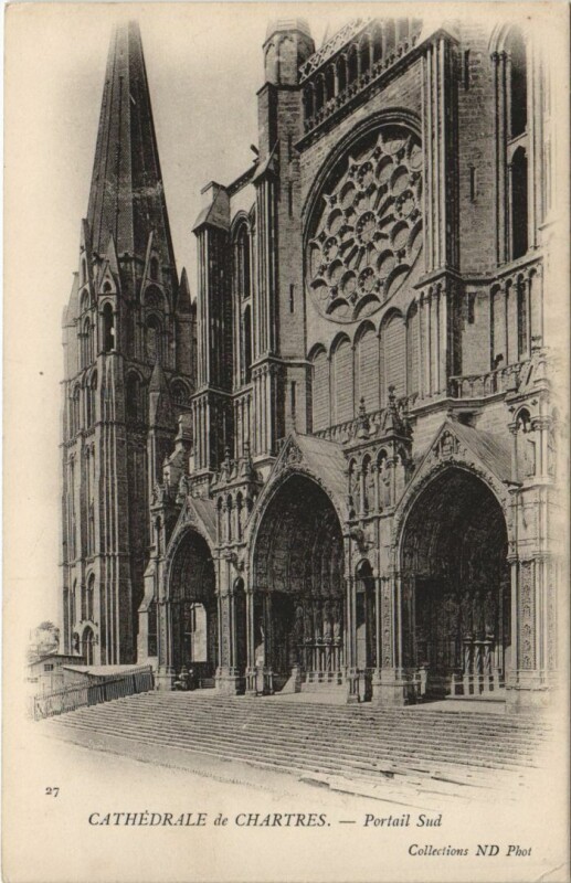 Carte postale ancienne Chartres Cathedrale Portail Sud France à Chartres