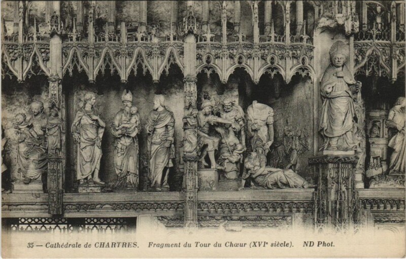 Carte postale ancienne Chartres Cathedrale Fragment du Tour du Choeur France à Chartres