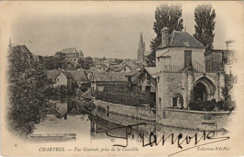 Carte postale ancienne Chartres vue generale prise de la Courtille France à Chartres