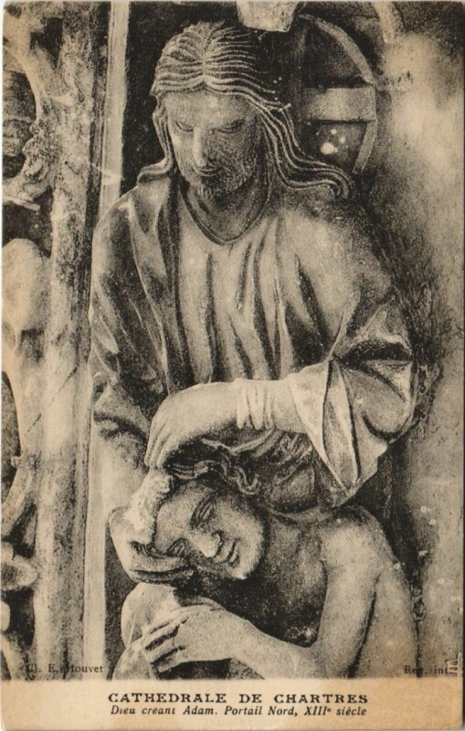 Carte postale ancienne Chartres Cathedrale Dieu creant Adam France à Chartres