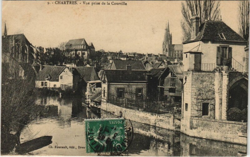 Carte postale ancienne Chartres vue prise de la Courtille France à Chartres
