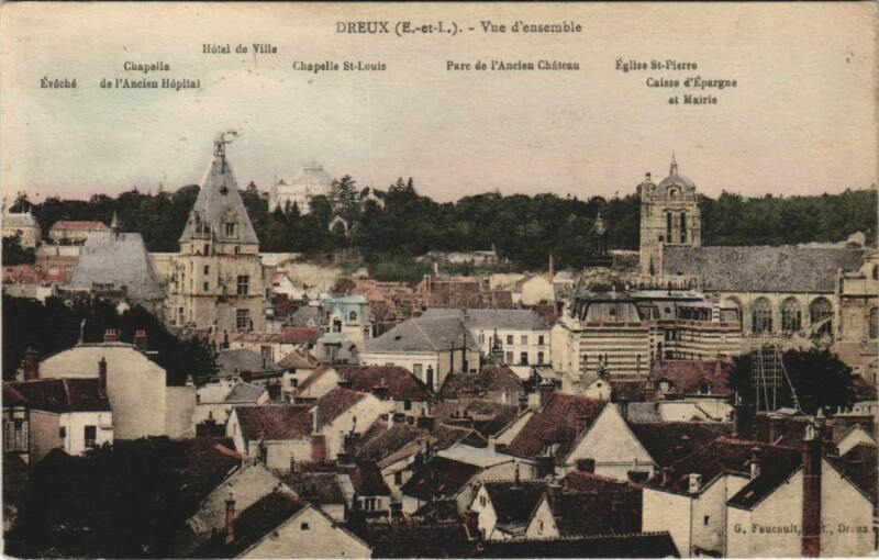 Carte postale ancienne Dreux vue d'ensemble France à Dreux
