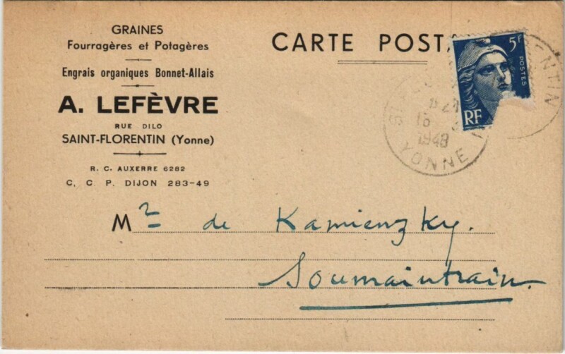 Carte postale ancienne Saint-Florentin Souvenir France à Saint-Florentin
