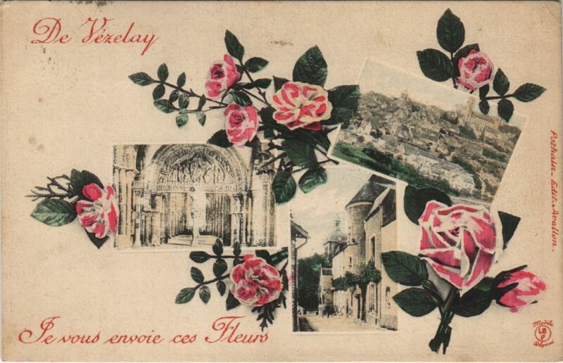 Carte postale ancienne Vezelay Je vous envoie ces Fleurs France